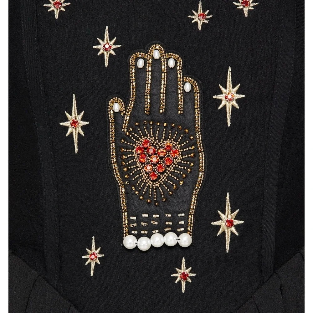 Disturbia Ingrid Embroidered Hand Applique Babydoll Corset Mini Dress Size 14 1X - Picture 6 of 16